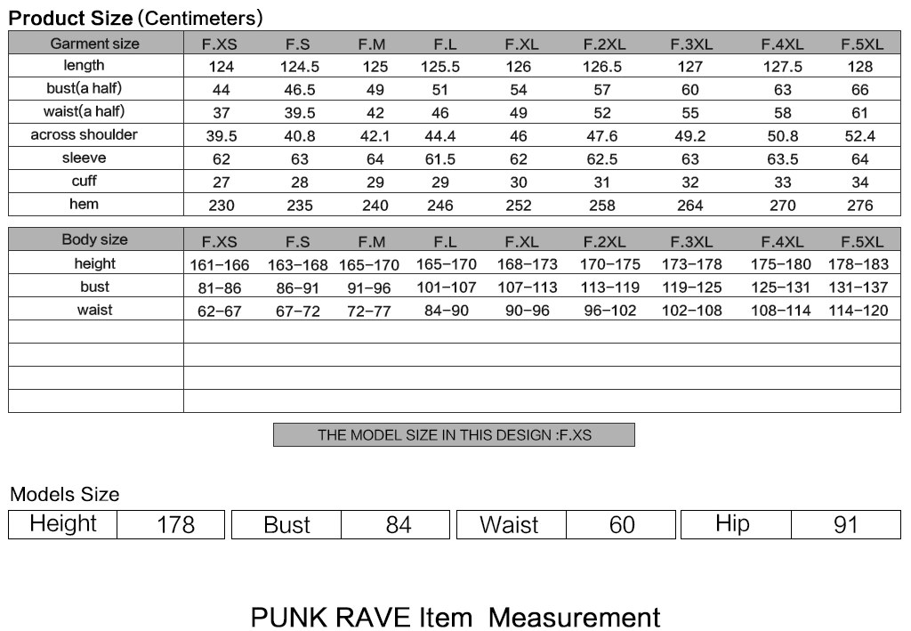 Alsciaukat Gothic Faux Fur Coat Size Chart