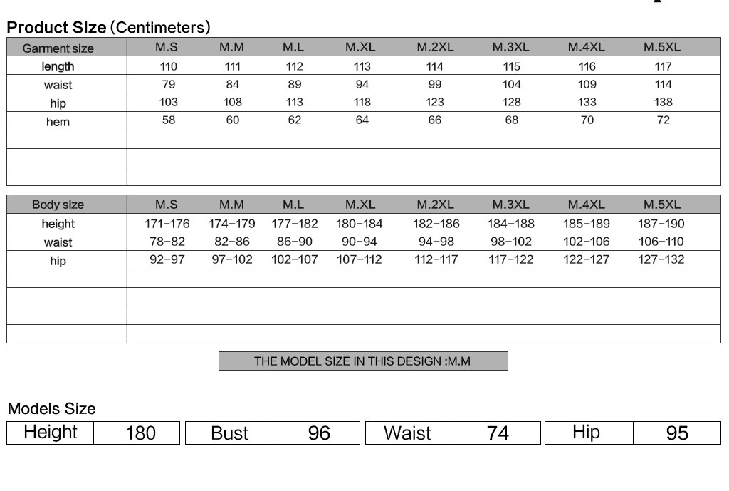 Zmey Men's Punk Pants in Black Size Chart
