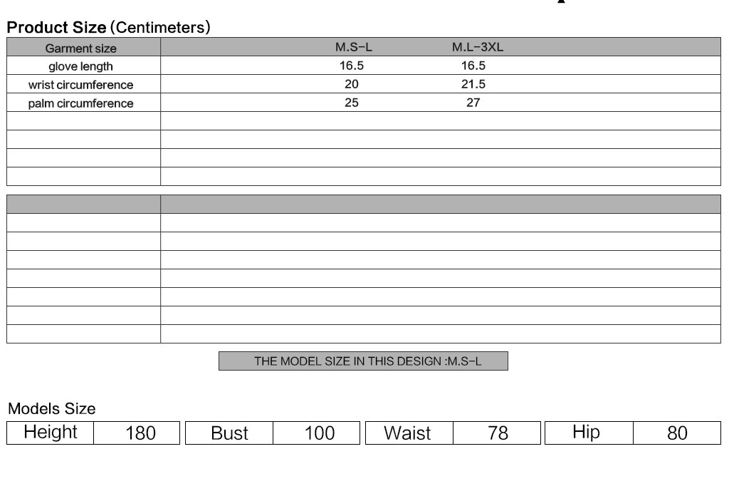 Tenebrae Gothic Cyberpunk Armor Gloves Men's Size Chart