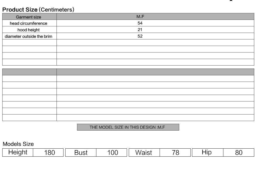 Vesper Men's Gothic Hat in Black Size Chart