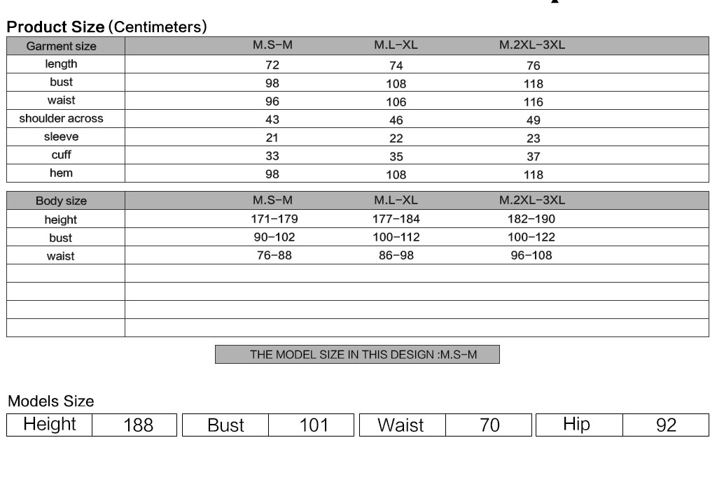 Belladonna Gothic Shirt Men's Size Chart